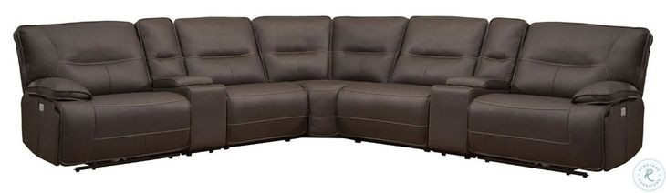 Victor Chocolate Performance Fabric 7 Piece Modular Power Reclining Sectional