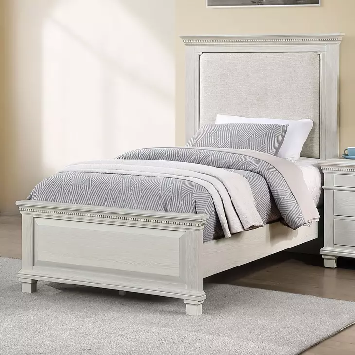 Silver Sands Gray Twin Upholstered Panel Bed