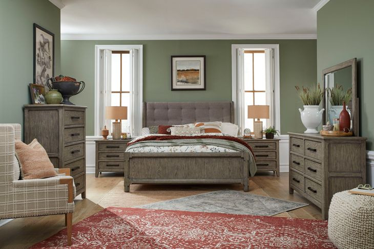Claremont Smokey Taupe California King Upholstered Panel Bed