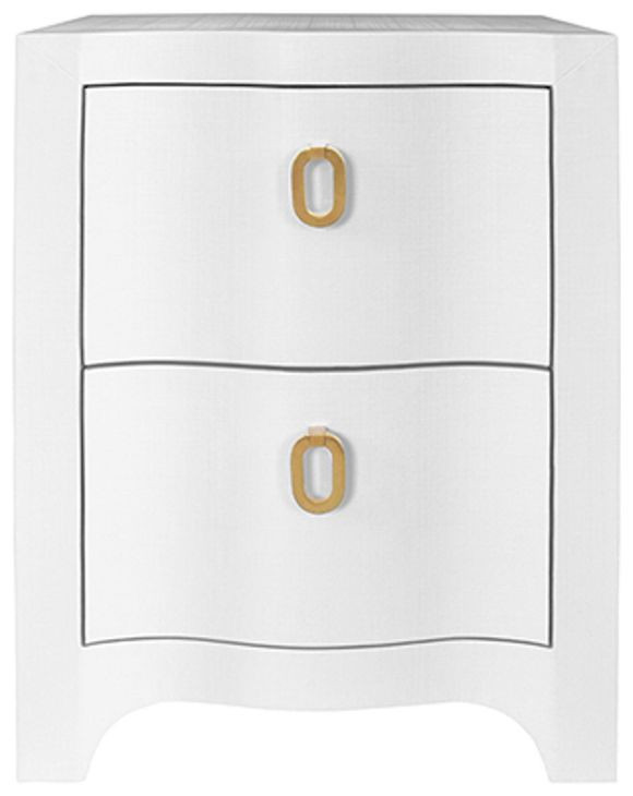 Helena Matte White Rectangular 2 Drawer Side Table