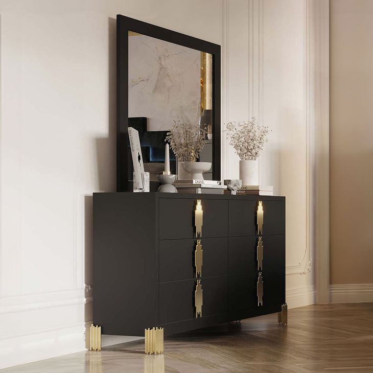 Empire Black Square Dresser Mirror