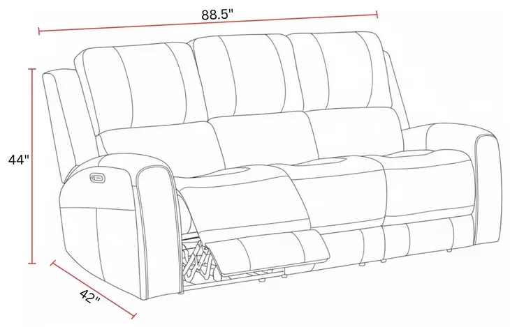 Belmont Lyric Caramel Leather 89" Zero Gravity Power Reclining Sofa with USB Charging