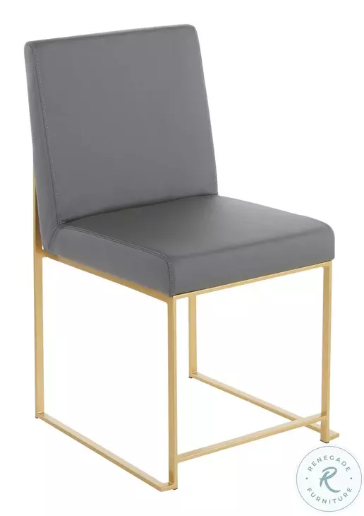 Fuji Grey High Back And Gold Metal Dining Chair Set Of 2