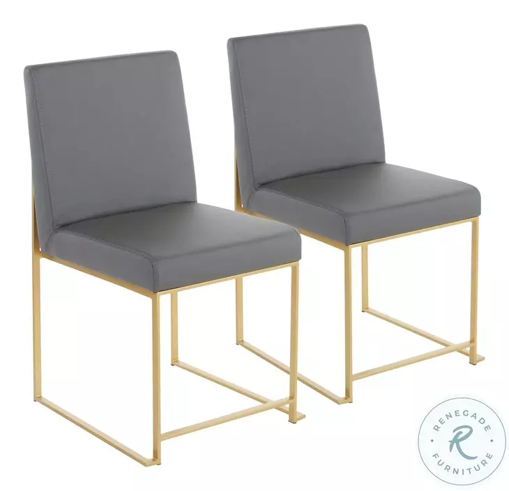 Fuji Grey High Back And Gold Metal Dining Chair Set Of 2