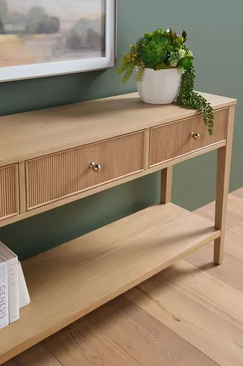 Highland Natural Oak 3 Drawer Console Table