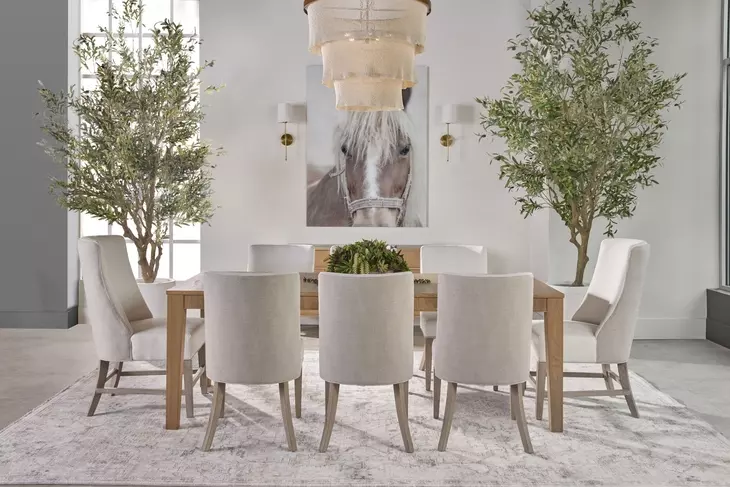 Highland Natural Oak 87" Extendable Rectangular Dining Table