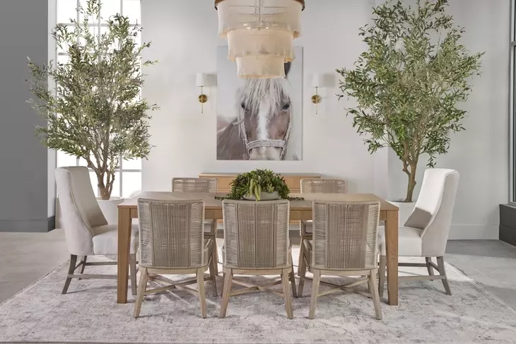 Highland Natural Oak 87" Extendable Rectangular Dining Table
