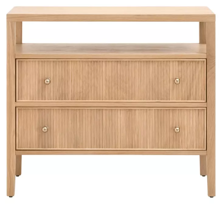 Highland Natural Oak Open Shelf 2 Drawer Nightstand