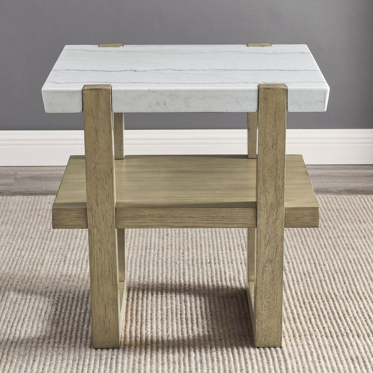 Perth White Square Marble Top End Table