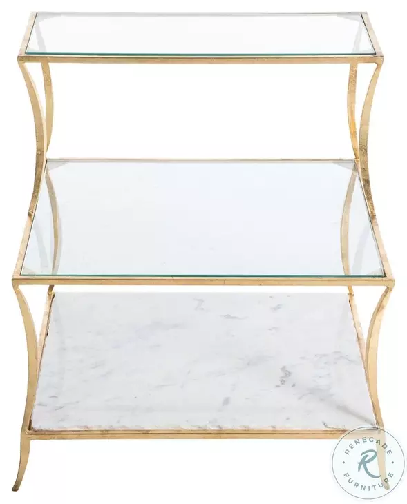 Hirsch Royale Leaf And Specked White Marble Side Table