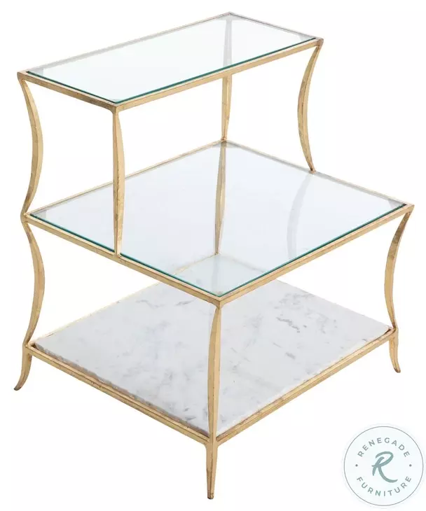 Hirsch Royale Leaf And Specked White Marble Side Table