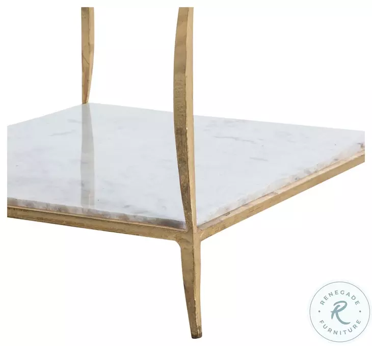 Hirsch Royale Leaf And Specked White Marble Side Table