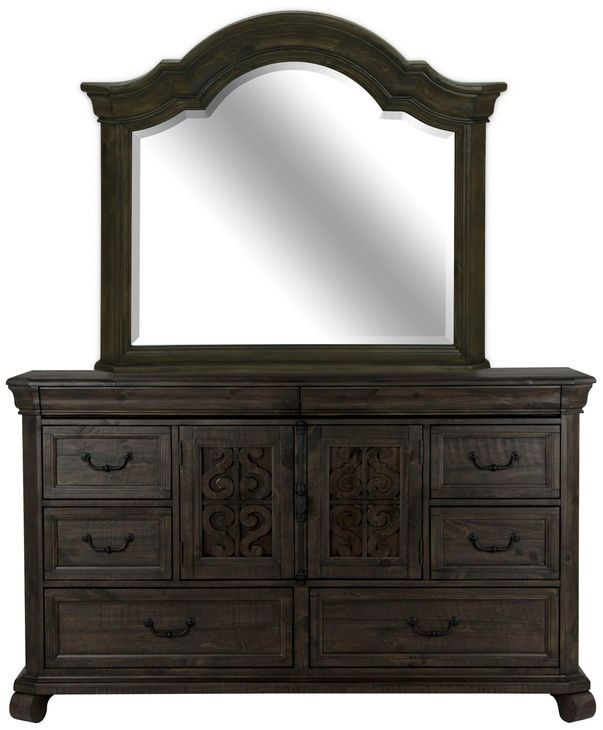 Bellamy Peppercorn 8 Drawer Dresser with Arched Mirror