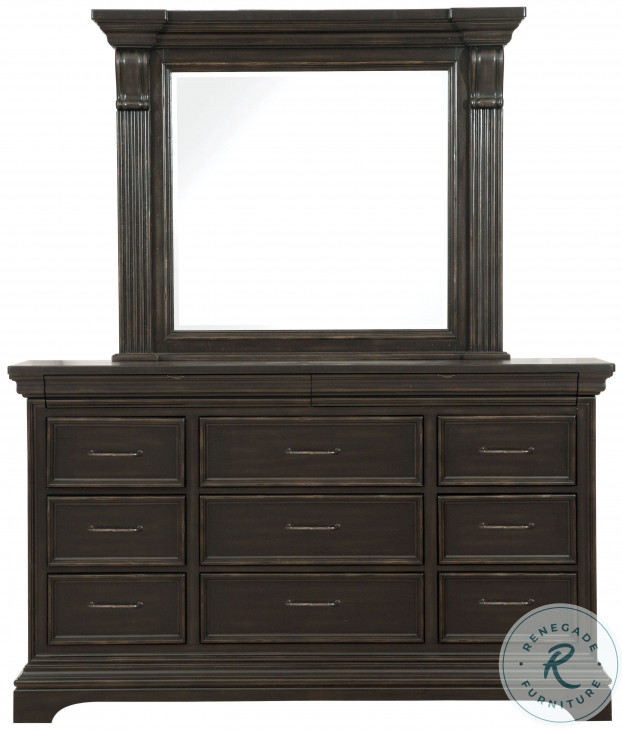 Caldwell Brown 11 Drawer Dresser and Mirror