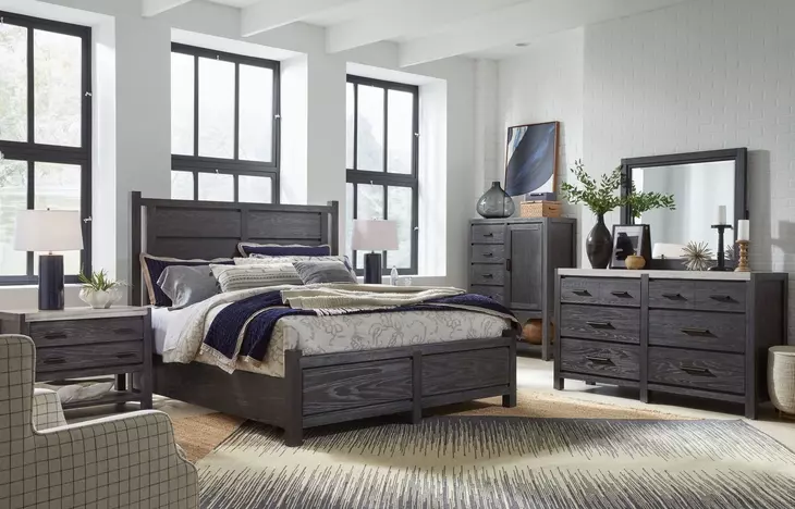 Plum Creek Ravenwood Black Panel Bedroom Set