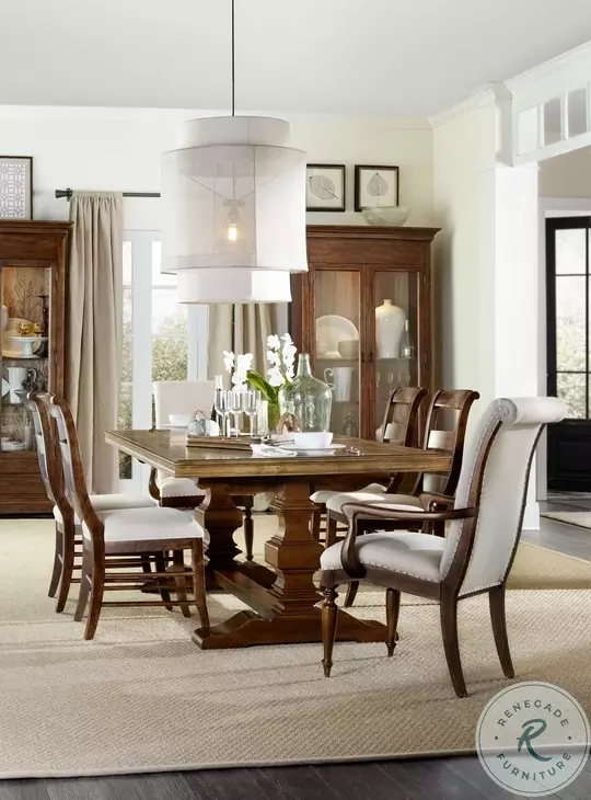 Archivist Dark Wood Trestle Extendable Dining Table