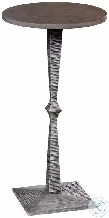 Taper Grey Burl And Textured Steel Accent Table