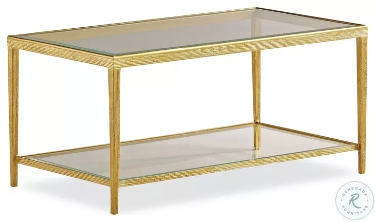Jinx Glass And Brass Rectangle Cocktail Table
