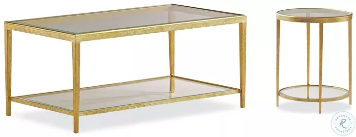 Jinx Glass And Brass Rectangle Occasional Table Set
