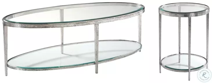 Jinx Glass And Nickel Oval Occasional Table Set