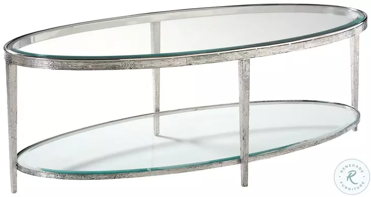 Jinx Glass And Nickel Oval Cocktail Table