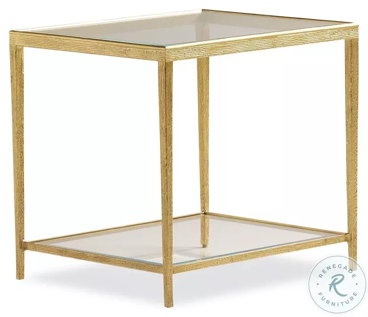 Jinx Glass And Brass Rectangle Side Table