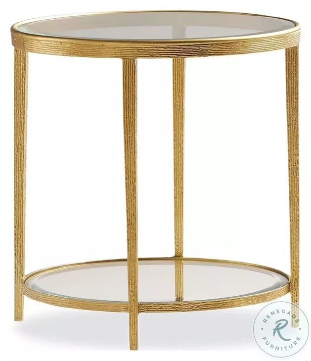 Jinx Glass And Brass Round Side Table