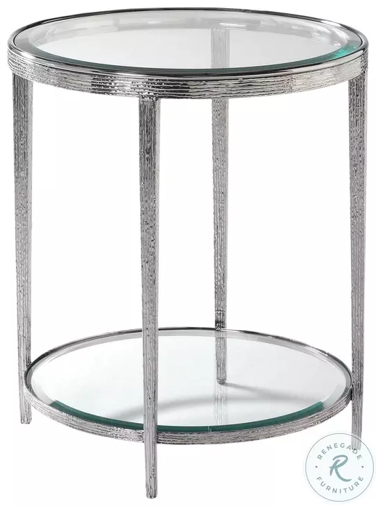 Jinx Glass And Nickel Round Side Table