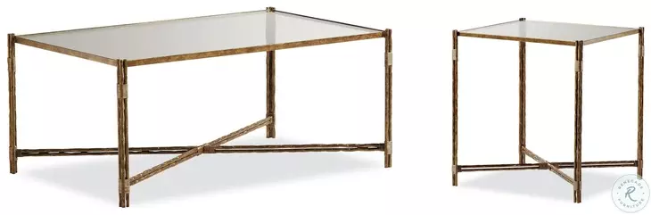 Otto Glass And Aged Bronze Occasional Table Set