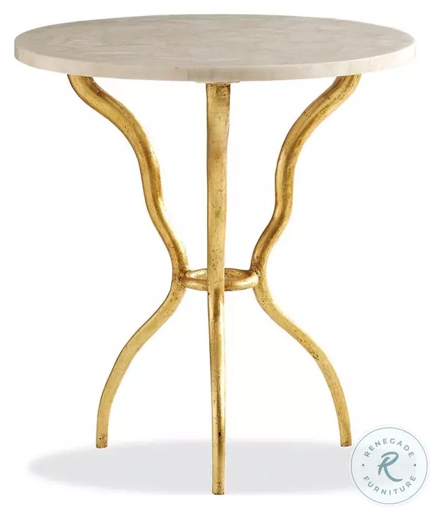 Myst Creme Onyx And Bronze Round Lamp Table