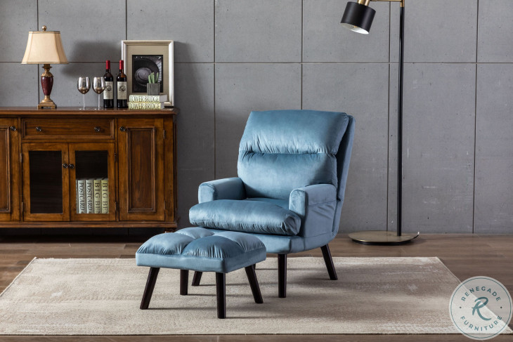HM1760LB-1 Light Blue Accent Chair With Ottoman From Homelegance ...
