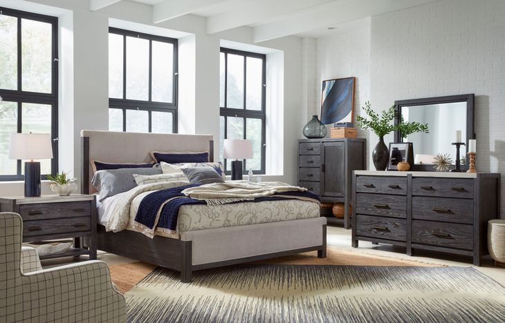 Plum Creek Ravenwood Black and White 2 Drawer Open Marble Top Nightstand with USB Charging