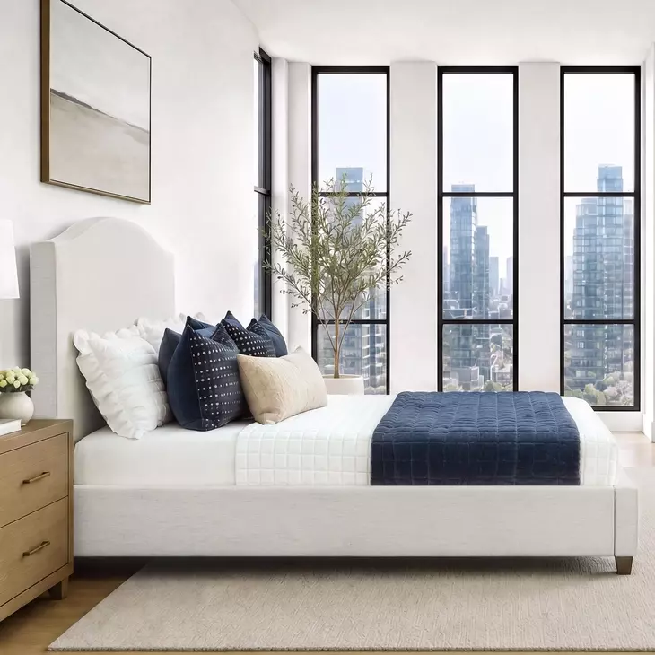Gina Rosemont Alabaster and Espresso Queen Upholstered Panel Bed From ...
