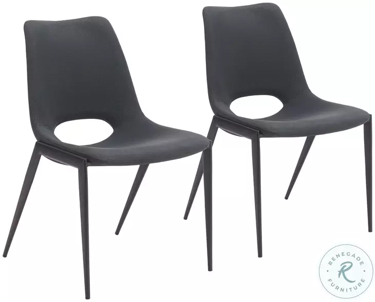 Desi Black Stackable Armless Dining Chair Set Of 2