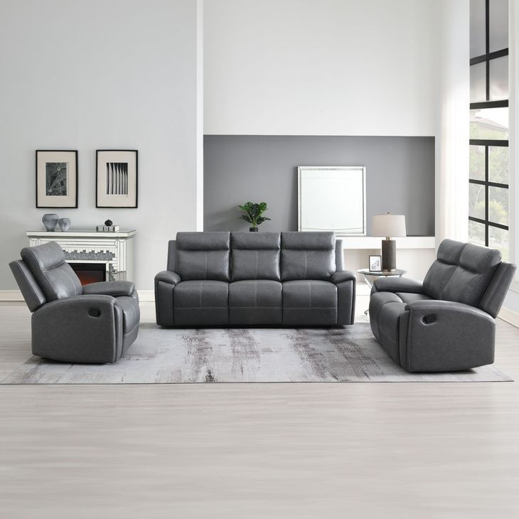 Gaston Gray Manual Reclining Living Room Set