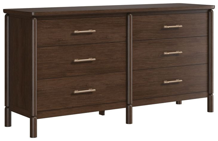 Verge Handcrafted Walnut 6 Drawer Dresser