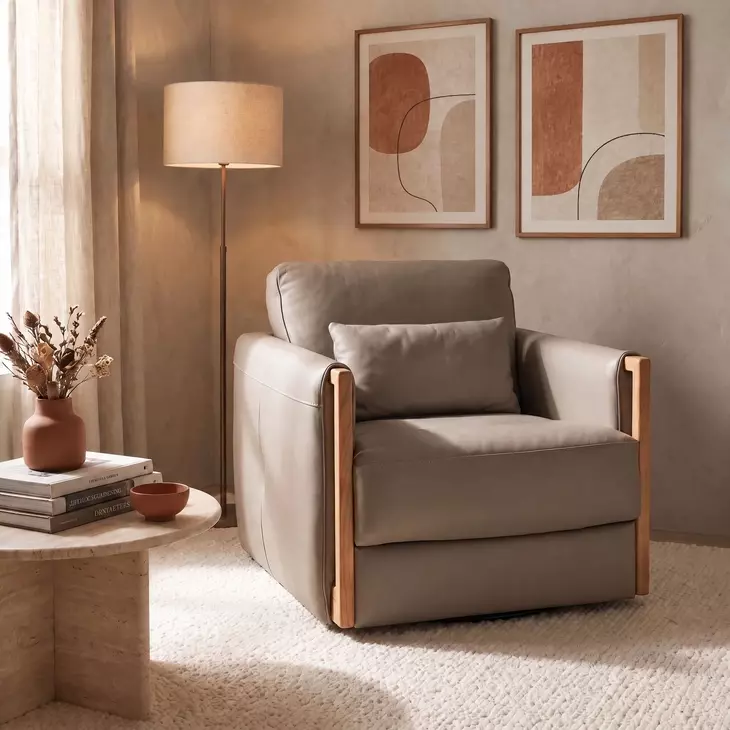Horizon Miami Truffle Leather Swivel Chair