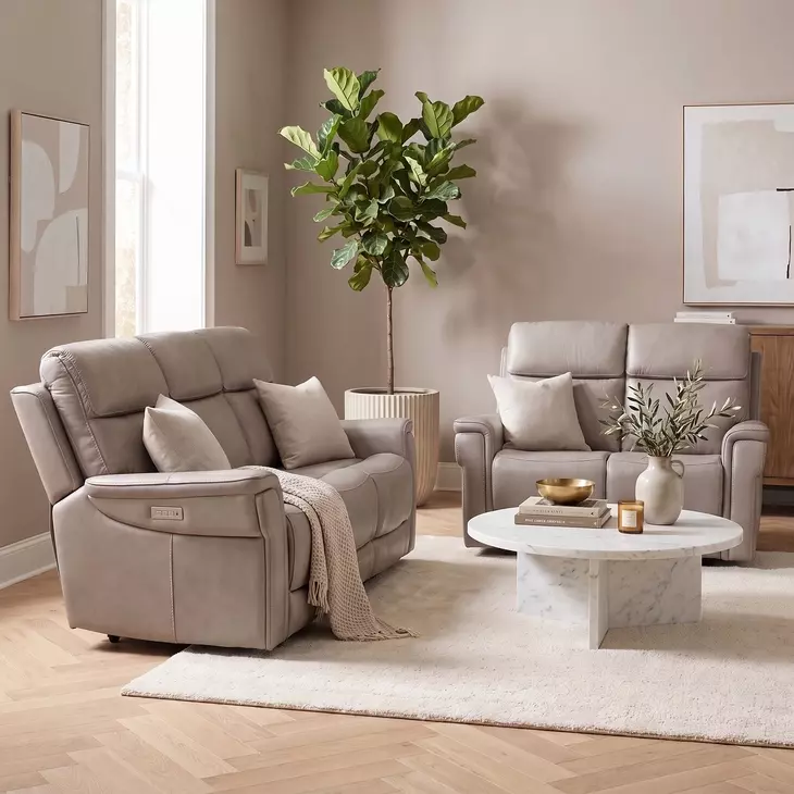 Celeste Sahara Ash Leather Zero Gravity Power Reclining 66" Loveseat With Power Headrest