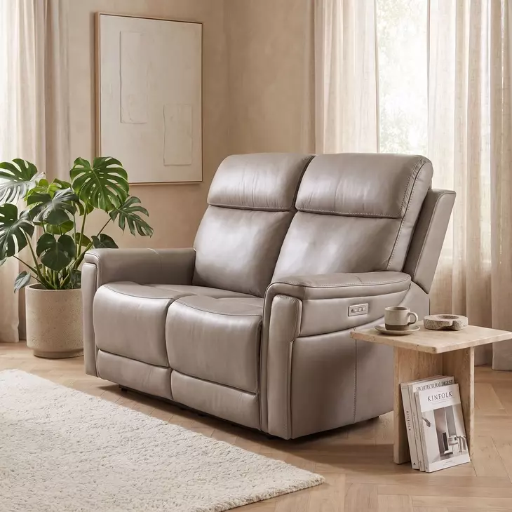 Celeste Sahara Ash Leather Zero Gravity Power Reclining 66" Loveseat With Power Headrest