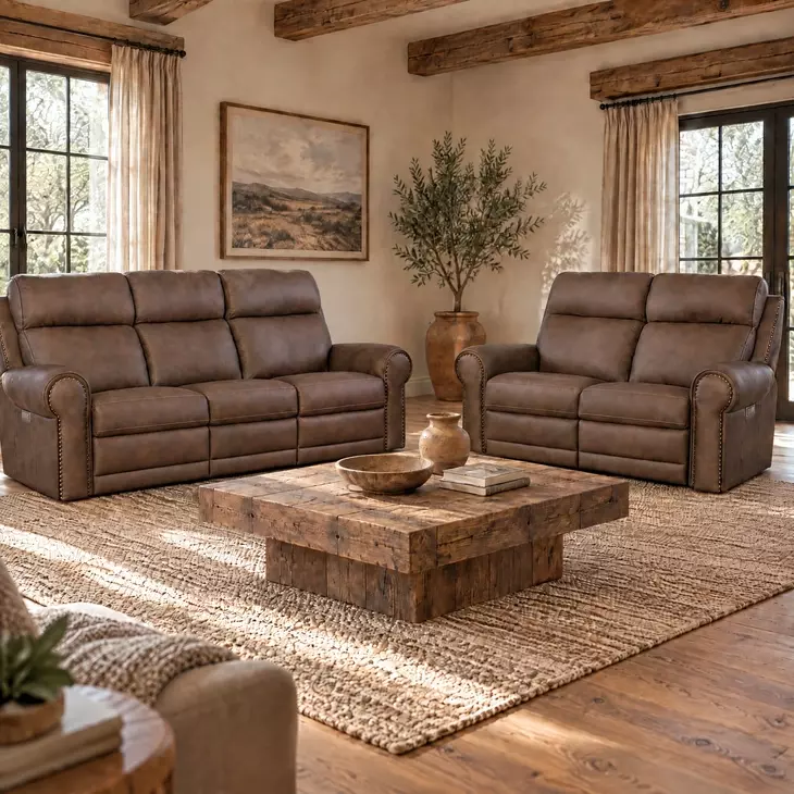 Duncan Dark Brown Power Reclining Living Room Set with Power Headrest And Lumbar