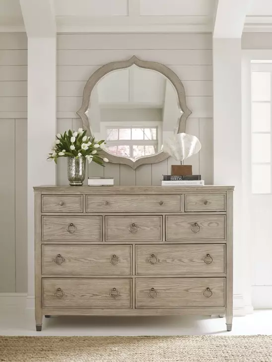 Clearview Oyster 10 Drawer Jupiter Bureau with Freeform Accent Mirror