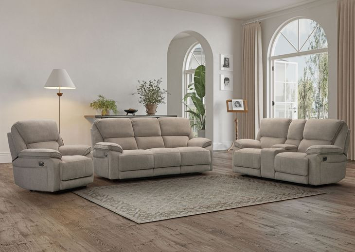 Hooper Alma Tan 78" Manual Reclining Loveseat with Console