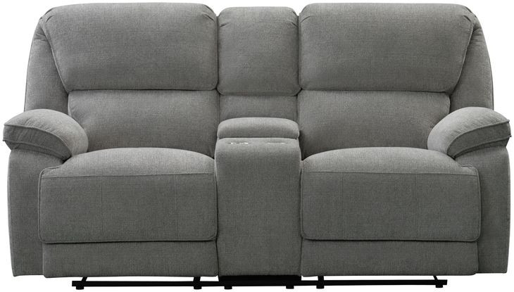 Hooper Alma Gray 78" Manual Reclining Loveseat with Console