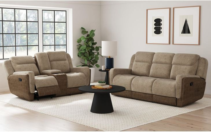 Viper Beige 75" Glider Reclining Loveseat with Console