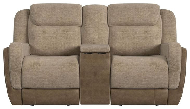Viper Beige 75" Glider Reclining Loveseat with Console