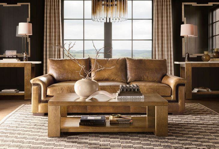 Mosaic Rich Golden Brown and White Rectangular Marble Top Mulholland Console Table