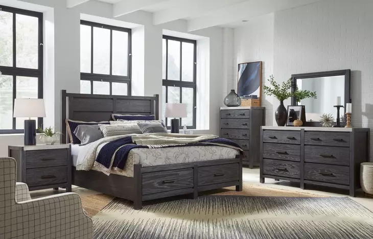Plum Creek Ravenwood Black Queen Storage Panel Bed