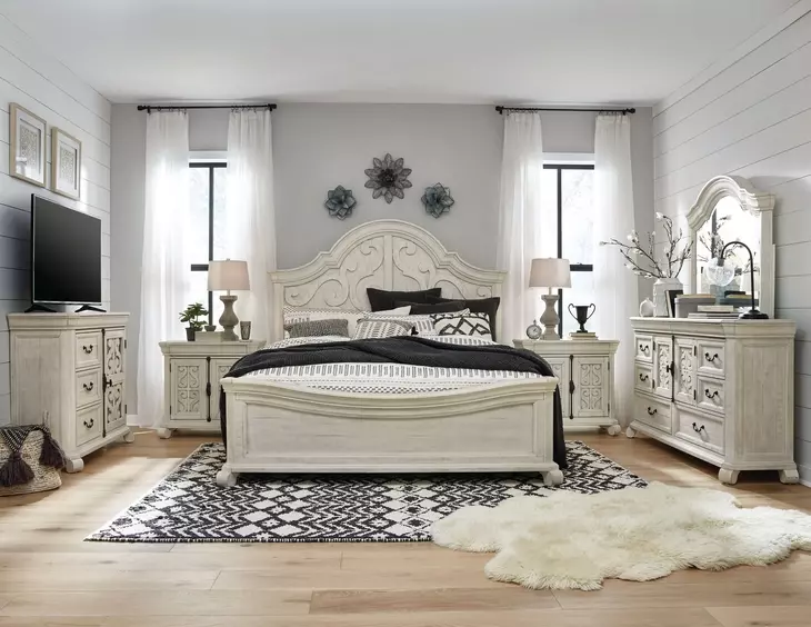 Bronwyn Alabaster 8 Drawer Dresser with Arched Mirror