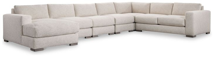 Drew Cream 6 Piece Modular Sectional with LAF Chaise and Pillows