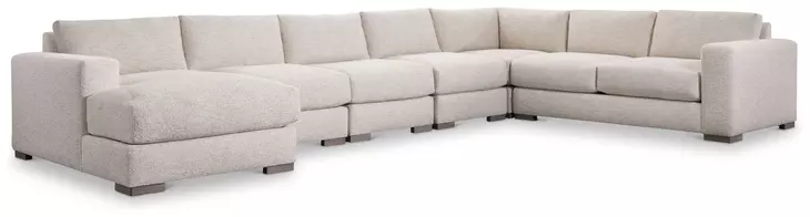 Drew Cream 6 Piece Modular Sectional with LAF Chaise and Pillows